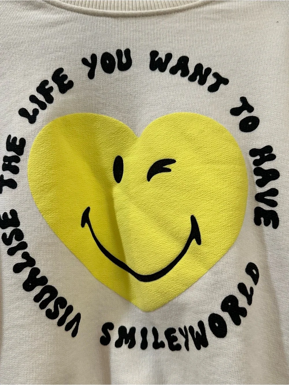 Zara Smiley World "The Life You Want” Toddler Girls Cream Sweatshirt Size 3T - Picture 4 of 10
